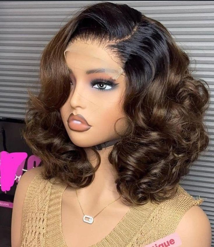 Wig install styled into a sleek look